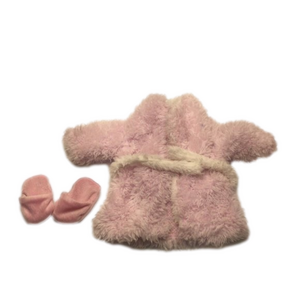 Doll Clothes Pink Bath Robe Fuzzy Slippers 2 Piece Set Fits 18" Dolls